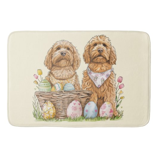 Tapis De Bain Chiens Goldendoodle de Pâques (Devant)