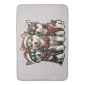 Tapis De Bain Chiens Husky de Noël (devant Vertical)