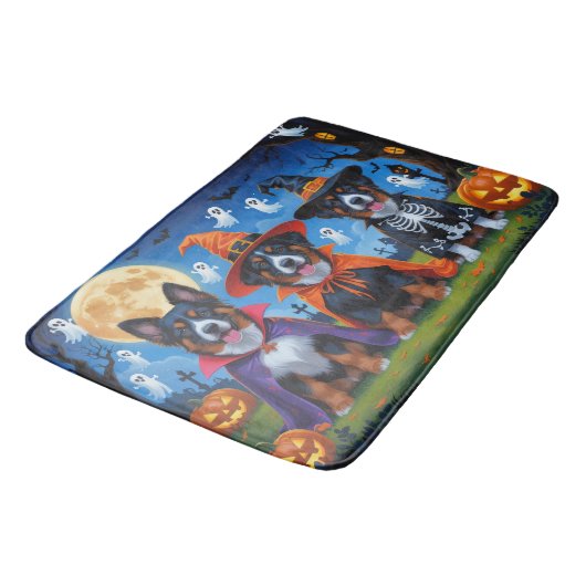 Tapis De Bain Chiens Malinois belges Citrouille Halloween Funny (Angle)