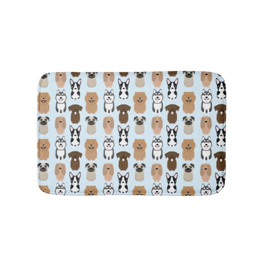 Tapis De Bain Chiens mignons, Carlin, Boston, Lab, Chow, Husky, (Devant)