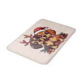 Tapis De Bain Chiens teckel de Noël (Angle)