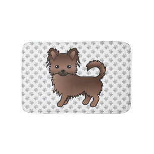 Tapis De Bain Chihuahua à longs poils au chocolat Chien de dessi