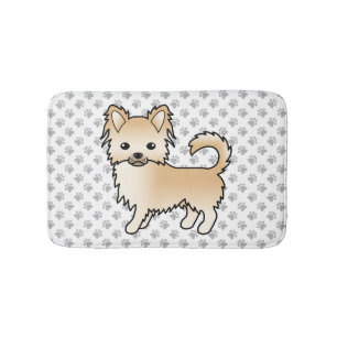 Tapis De Bain Chihuahua à poil long fauve chien de dessin animé