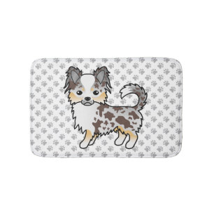 Tapis De Bain Chihuahua au pelage long et merle chocolat & patte