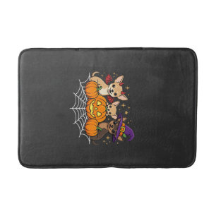 Tapis De Bain Chihuahua Halloween Citrouille Sorcière Design de