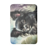 Tapis De Bain Chihuahua noir à long haïre en aquarelle (Devant (Vertical))