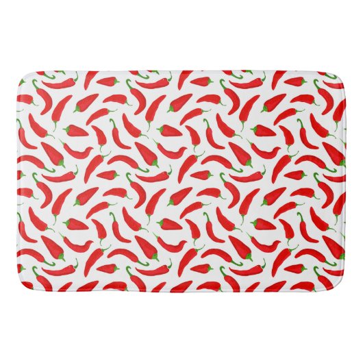Tapis De Bain Chili poivre rouge et blanc (Devant)