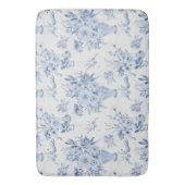 Tapis De Bain Chinoiserie Floral Vase Peony Bleu Blanc Bain (devant Vertical)