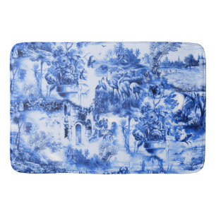 Tapis De Bain Chinoiserie toile, saule bleu, porcelaine bleue  