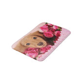 Tapis De Bain Chiot de teckel entouré par des roses (Angle)