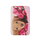 Tapis De Bain Chiot de teckel entouré par des roses (Devant (Vertical))