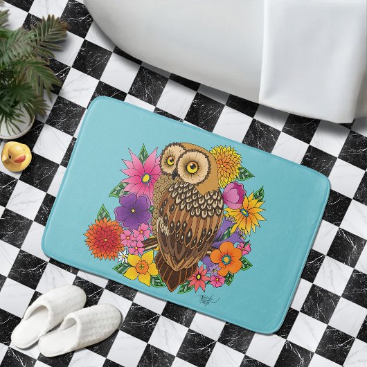 Tapis De Bain Chouette à fleurs