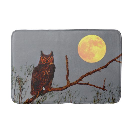 Tapis De Bain Chouette à grande corne | PLEINE LUNE (Devant)