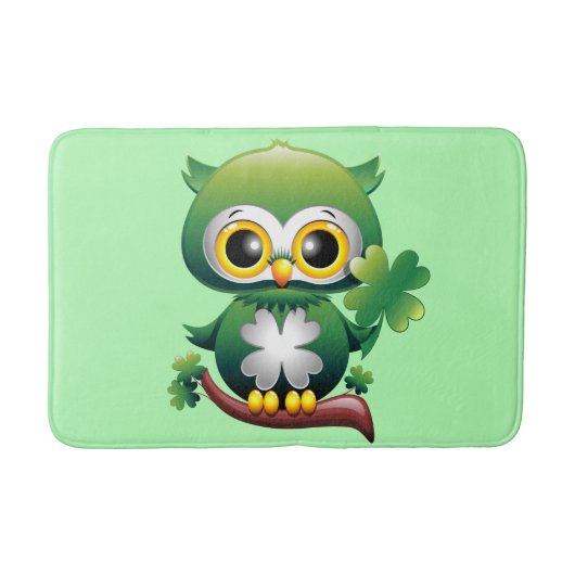 Tapis De Bain Chouette bébé mignonne St Patrick dessin animé (Devant)