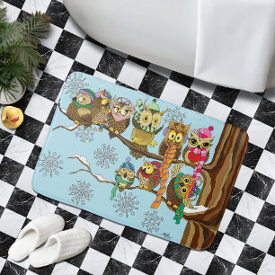Tapis De Bain Chouette mignonne Snowflakes d'hiver