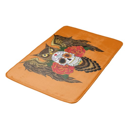 Tapis De Bain Chouette Rose Sugar SKull (Angle)