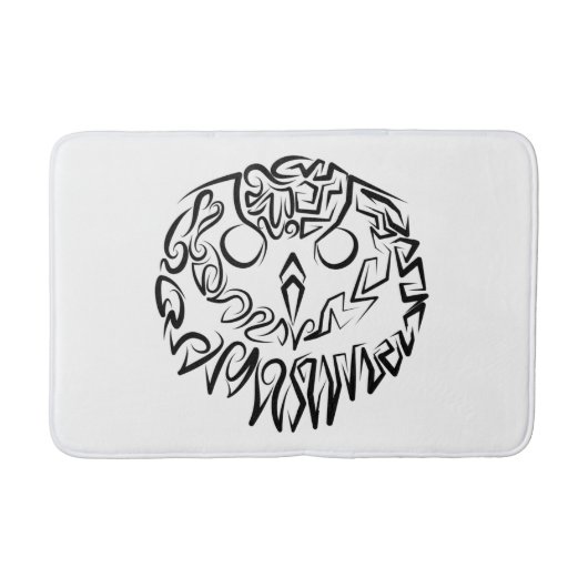 Tapis De Bain Chouette tribale noire et blanche (Devant)