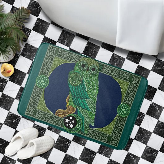 Tapis De Bain Chouette verte celtique