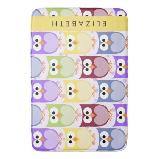 Tapis De Bain Chouettes mignonnes, Chouette Motif, Chouettes col (devant Vertical)