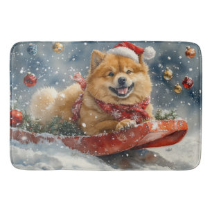 Tapis De Bain Chow Chow Dog in Sledge Let's neige Christmas