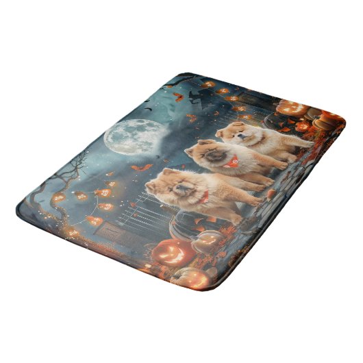 Tapis De Bain Chow Chow Halloween Éffrayant (Angle)
