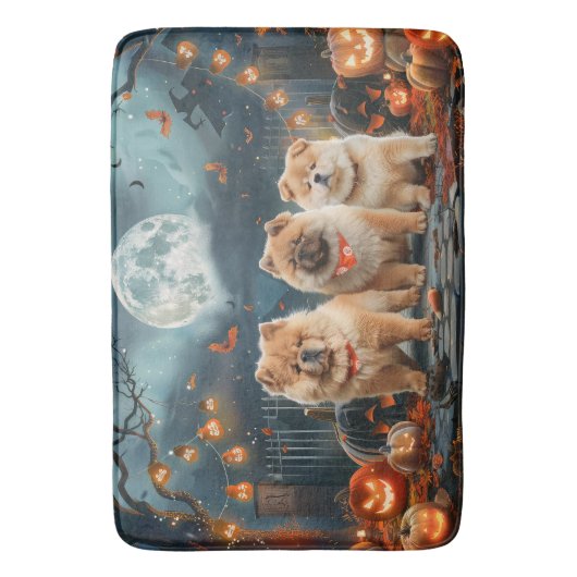 Tapis De Bain Chow Chow Halloween Éffrayant (devant Vertical)