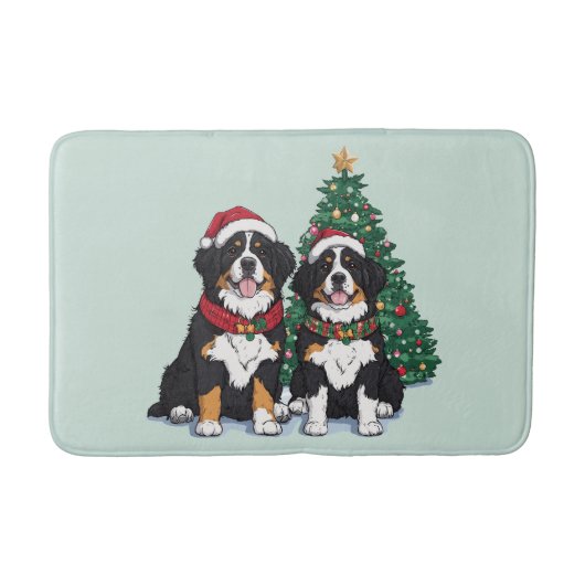 Tapis De Bain Christmas Bernese Mountain Dogs (Devant)