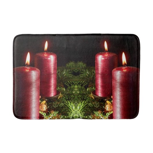 Tapis De Bain Christmas Celebration Red Candles Winter Holidays (Devant)