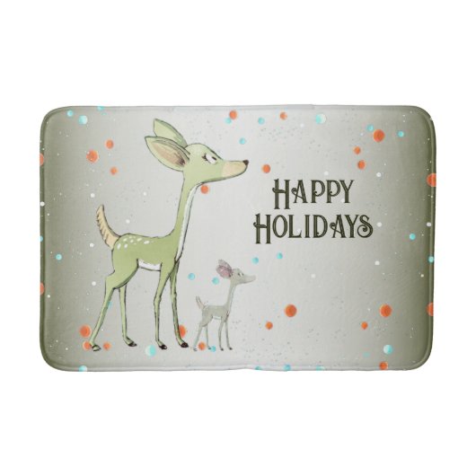 Tapis De Bain Christmas Party Green Deers Holidays Cute (Devant)