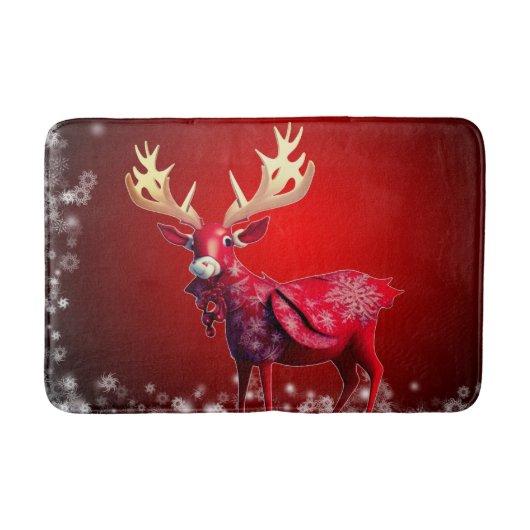 Tapis De Bain Christmas Party Red Reindeer Winter Holidays (Devant)