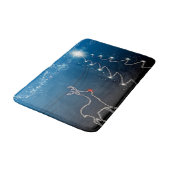 Tapis De Bain Christmas Party Reindeer Tree Blue Sky Shiny Stars (Angle)