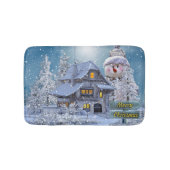 Tapis De Bain Christmas Party Winter White Snowman Blue Rustic (Devant)