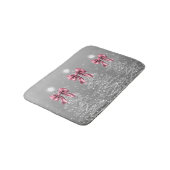 Tapis De Bain Christmas Sparkling Trees Silver Faux Pink Bow (Angle)