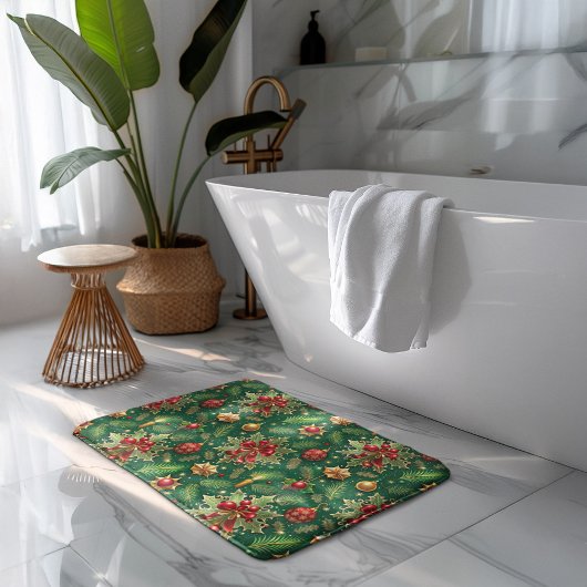 Tapis De Bain Christmas Theme Festive Colorful Pattern