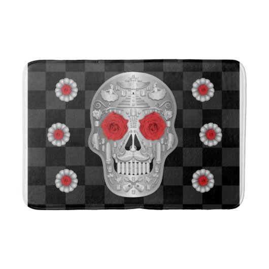 Tapis De Bain Chrome Calavera (Rose rouge) Mat de bain (Devant)