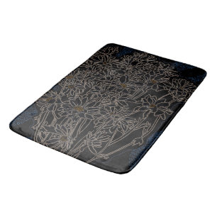 Tapis De Bain Chrysanthème fleurs de jardin art noir & vieux mét