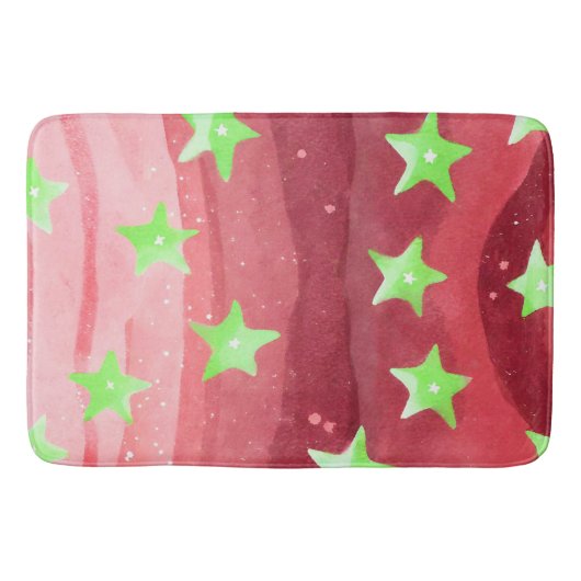 Tapis De Bain ciel rouge avec étoiles (Devant)