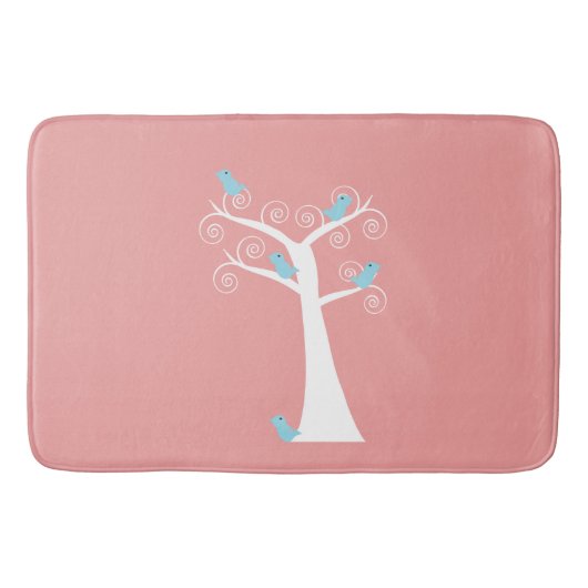 Tapis De Bain Cinq oiseaux bleus dans un arbre (Devant)
