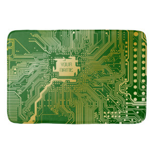 Tapis De Bain Circuit Monogramme Motherboard Electronics Chip Te
