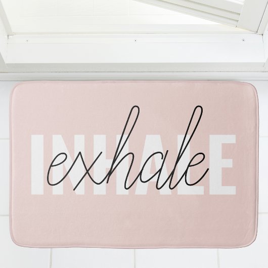 Tapis De Bain Citation moderne Pastel Pink Inhale Exhale