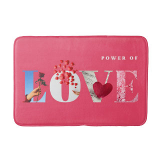 Tapis De Bain Citation sur le Pouvoir de l'Amour Romantique Rose