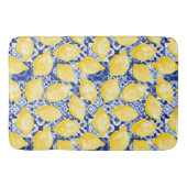Tapis De Bain Citron bleu méditerranéen Carrelage blanc (Devant)