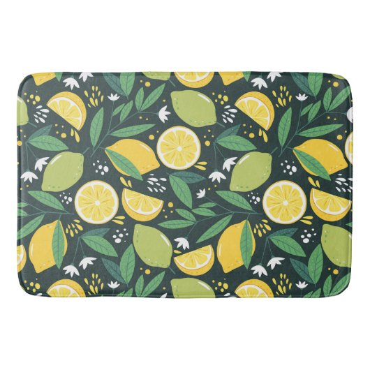 Tapis De Bain Citron et Limon Motif de fruits en vert et jaune (Devant)