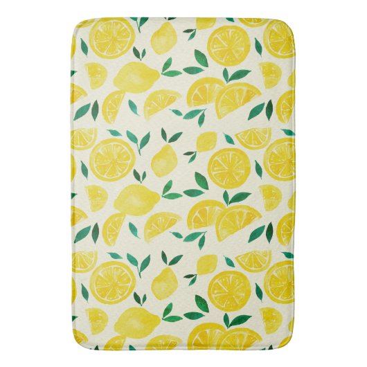 Tapis De Bain citrons d'aquarelle - jaune et vert (devant Vertical)