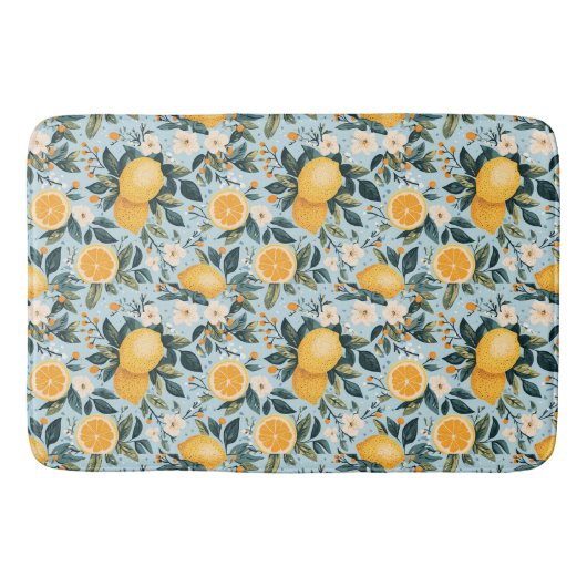 Tapis De Bain Citrons floraux rétro (Devant)