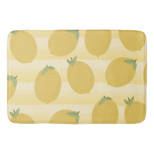 Tapis De Bain Citrons jaunes Fruits d'été Aquarelle amusante