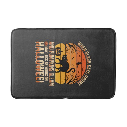 Tapis De Bain Citrouille Chat Noir Halloween Design Vectoriel (Devant)