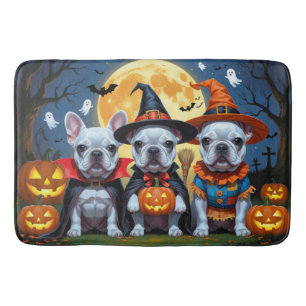 Tapis De Bain Citrouille de Bulldogs français Halloween drôle