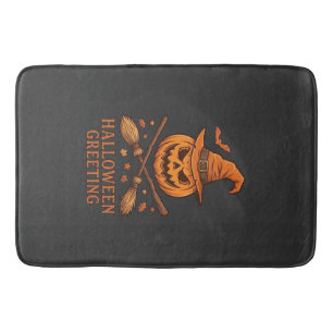 Tapis De Bain Citrouille de salutation d'Halloween Sorcière Chap