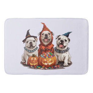 Tapis De Bain Citrouille des Bulldogs anglais d'Halloween
